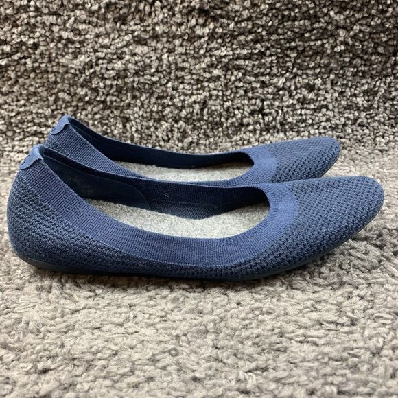 AllBirds Tree Breezers Shoes Women’s Size 10.5 Navy Blue Knit Ballet Flats - Picture 3 of 8
